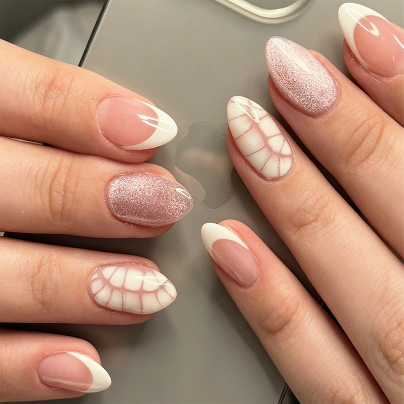 LeFan Simple French White Cat Eye Manicure Fake Nails Crocodile Pattern Nail Tips Manufacturer Wholesale LeFan Simple French White Cat Eye Manicure Fake Nails Crocodile Pattern Nail Tips Manufacturer Wholesale