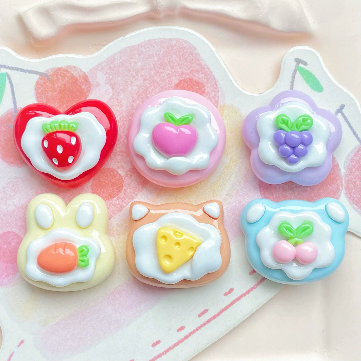 Cream children's phone case handmade, hair accessory