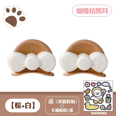 Motosiklet dəbilqələri | Decoration Cat Ears Accessories - bear-ears-bow-brown-white-comes-with-4-pieces-of-base-glue-cartoon-stickers