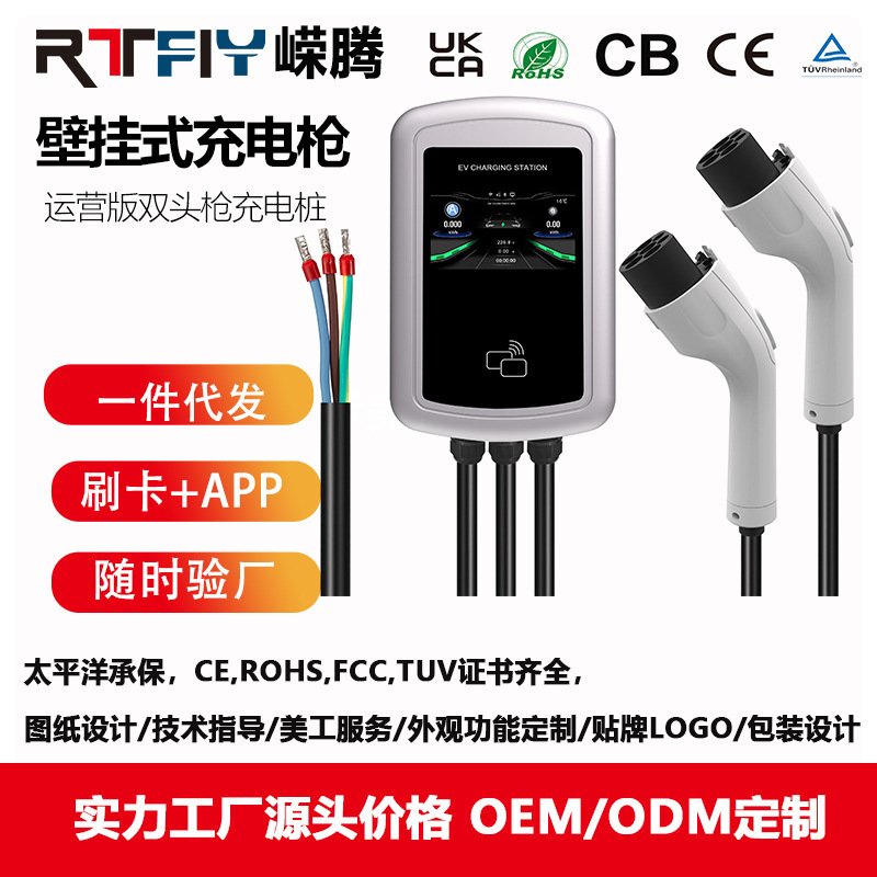 National Standard Operating Version of New Energy Vehicle Double-Headed Gun 7Kw*2 Single-Phase Ac with Rg45 Network Card Swiping Function