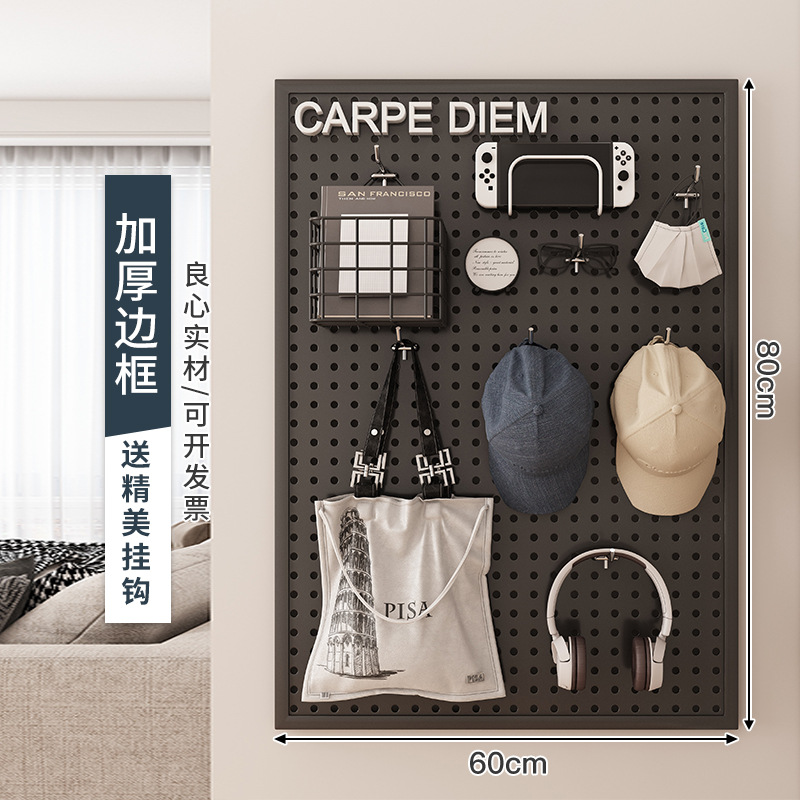 Tablero de agujero redondo, estante de estante de pared, almacenamiento de pantalla de acero inoxidable, herramientas de hardware, pared de tablero colgante universal