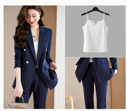 Sy6301 navy suit + navy blue trousers + 3028 white suspenders