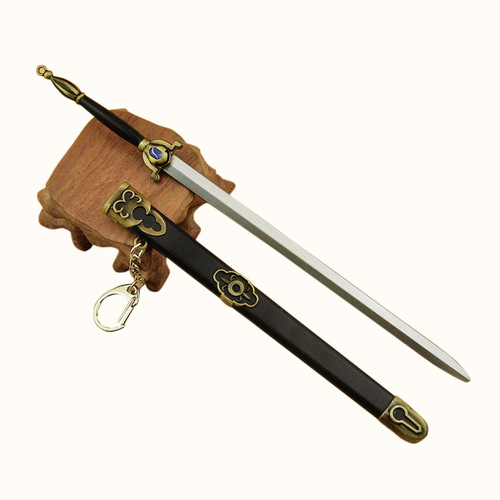 Ancient famous sword with sheath Qin Shihuang sword Lanling King sword metal scabbard hand figure with sword weapon model ornament toy