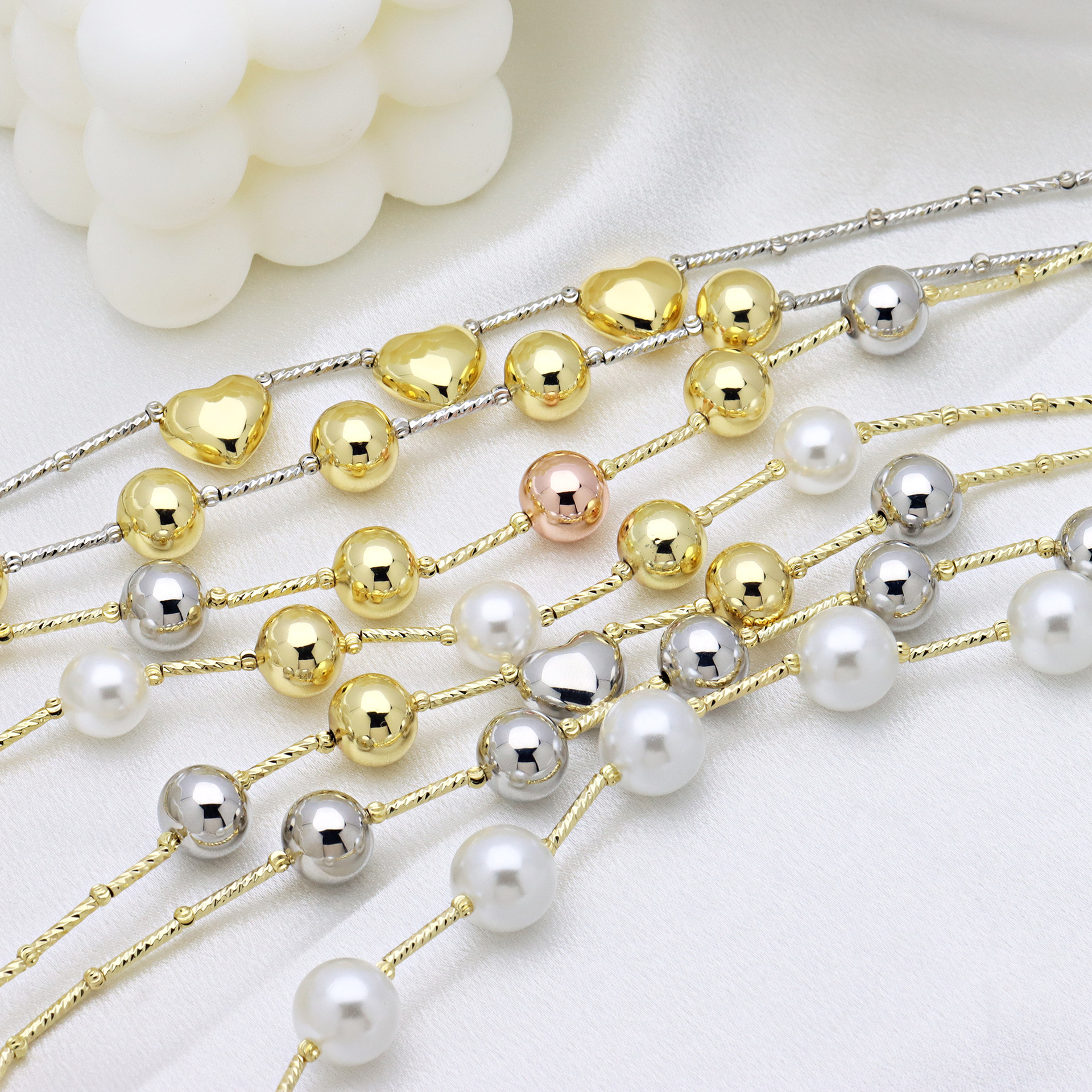 17g Weight Copper Pendant Material Necklace Classification Copper Chain Material 1 Piece Quantity Casual, Daily Occasion Copper Material Round, Heart Shape Pattern Women's Gender Beaded, Pearl, Plating Design IG Style Style Rose Gold, Gold, Silver Color Copper Beaded Pearl Plating Round Heart Shape Necklace 3