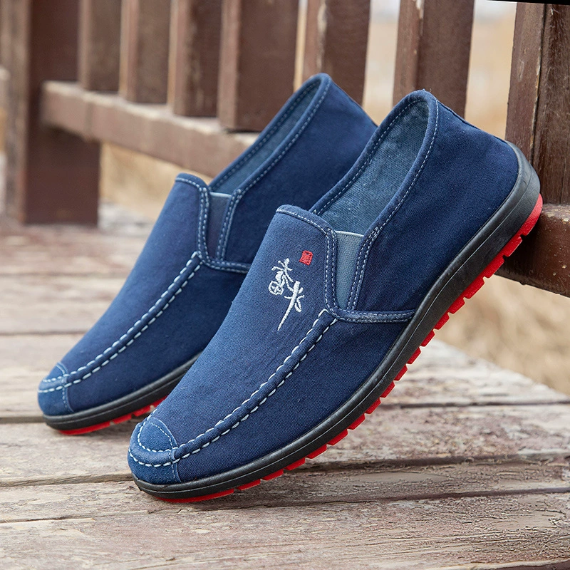 Оптовая старая Пекинская Мужская обувь Тканевая обувь Внешняя торговля розничная торговля Нескользящая износостойкая дышащая обувь без шнуровки ленивая Повседневная Рабочая обувь