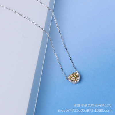 Muling jewelry 18K Golden Diamond Pendant 33 Of diamond pendants heart-shaped Diamonds suit Gold chain containing K
