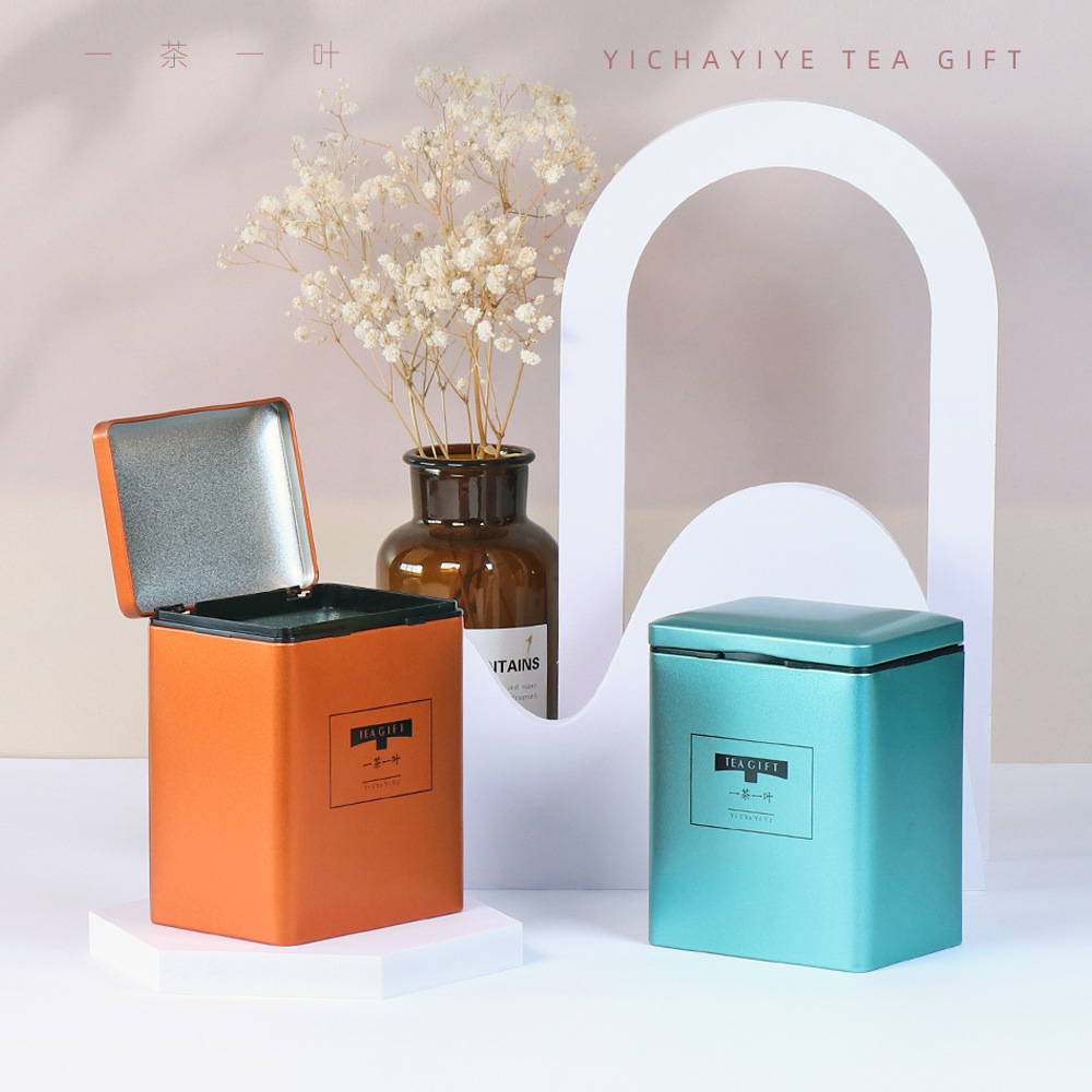 茶叶罐铁盒空罐子手提套装半斤装红茶绿茶  通用方形包装盒空铁罐