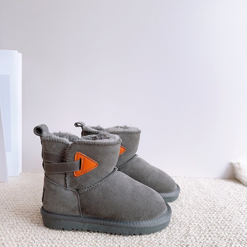 Neue Kinder-Schneestiefel aus echtem Leder, plüschig und warm für Jungen und Mädchen, wasserdichte Mädchenstiefel, Baby_voghion.com