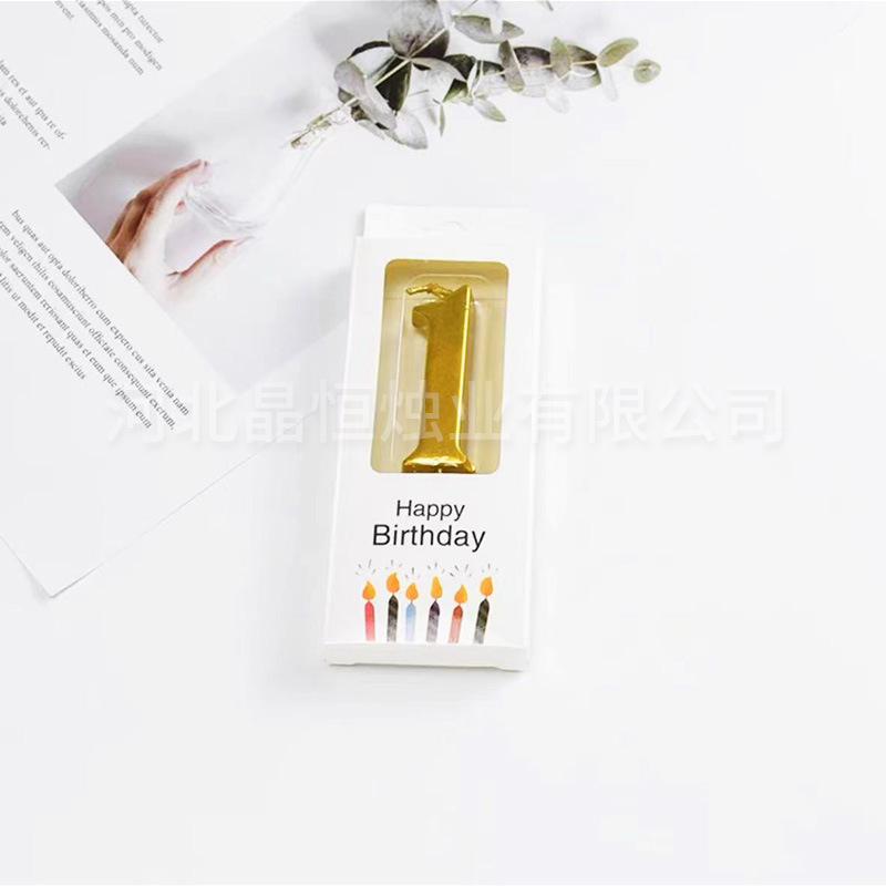 金メッキデジタルキャンドル誕生日パーティーケーキ装飾金銀色輝く時空0-9デジタルキャンドルボックス