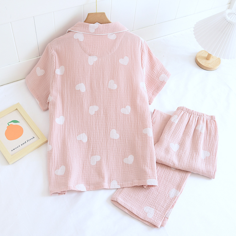 Title 15, Damen-Pyjama-Set aus Baumwolle mit kurzen Ärmel...