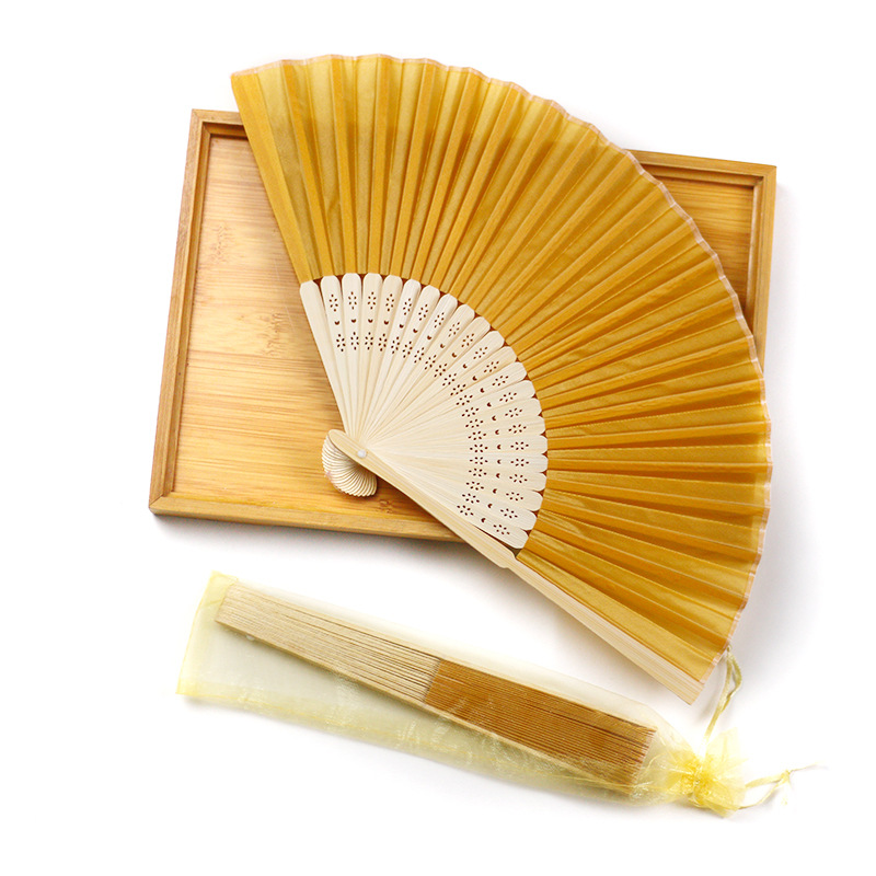 El ventilador de retorno de la boda de seda de un solo paño de color sólido de 6 pulgadas se puede utilizar para la tarjeta de invitación de suministros de boda llano DIY + bolsa de gasa