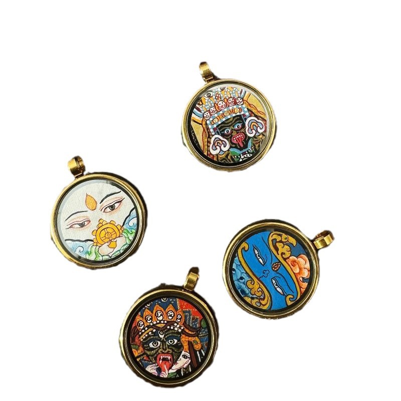 티베트 순수 손으로 그린 손가락 끝 소형 TANGKA LHASA BUDDHA JEWELRY GAWU 상자 펜던트 ZAKIRAM REGONG 네팔