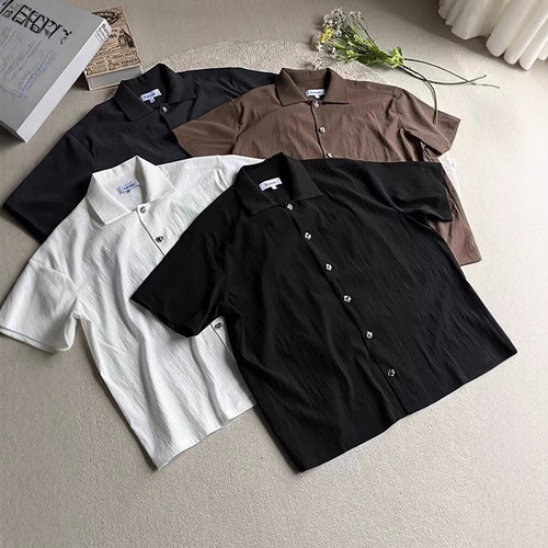 Silky Drape Short-Sleeve Cleanfit Shirt for Men - Summer Eternal Flower Series - High-End Crepe Tencel Blended Texture