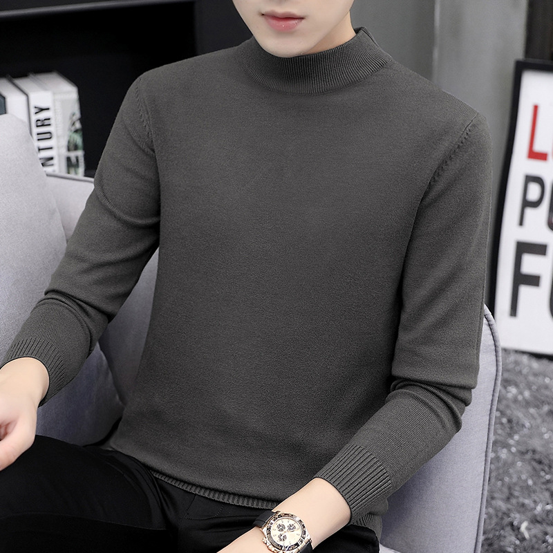 タートルネックセーター メンズ ニットウェア 秋冬 中衿 インナー ベースレイヤー 保温性のあるセーター ハーフタートルネック スリムフィット 細見え