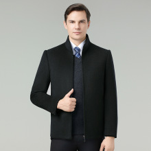 正品羊毛大衣冬季男装毛呢夹克外套商务休闲立领行政职业爸爸茄克