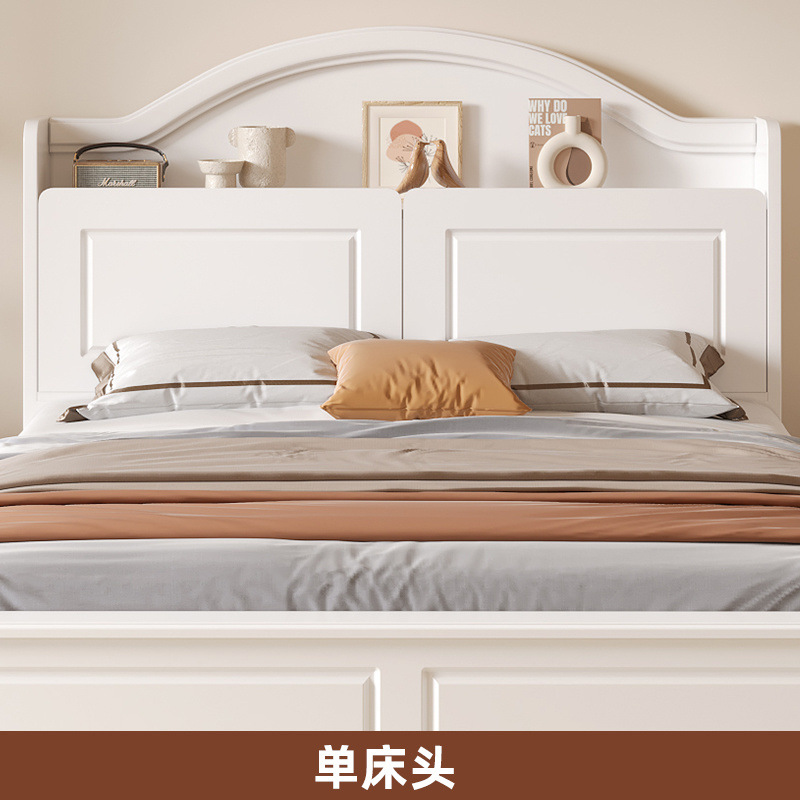 Cama americana de madera maciza 1,5 m Cama doble minimalista moderna 1,8x2m Dormitorio principal Casa de familia 1,2 m Cama individual de madera