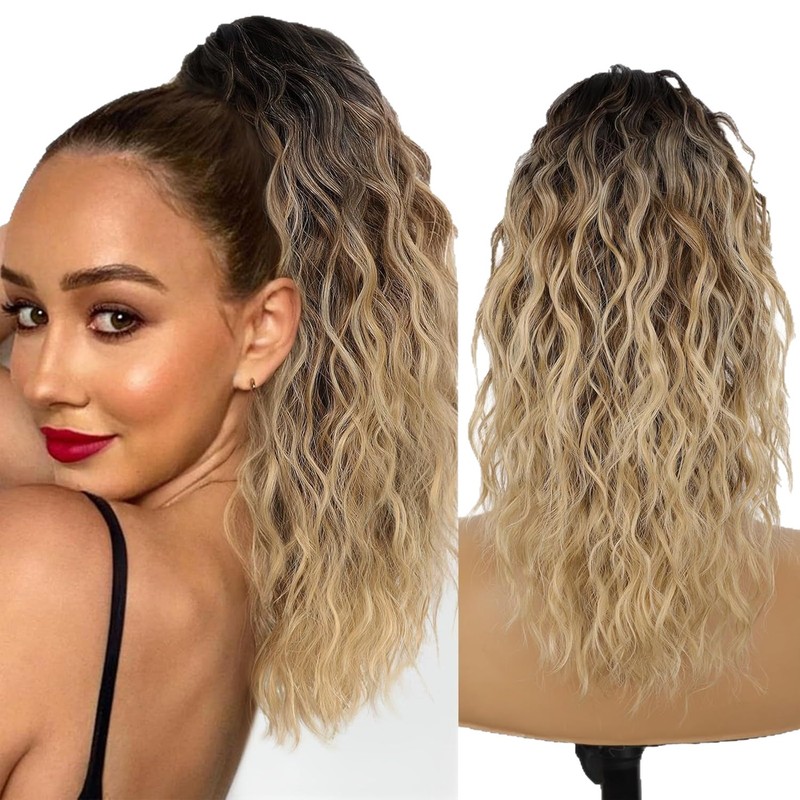 Xuchang ウィッグ Yuanyang 18inch ポニーテールウィッグ女性用ウールカーリーロングカーリーヘアコーンパーマウォーターリップルポニーテールウィッグ女性用|undefined