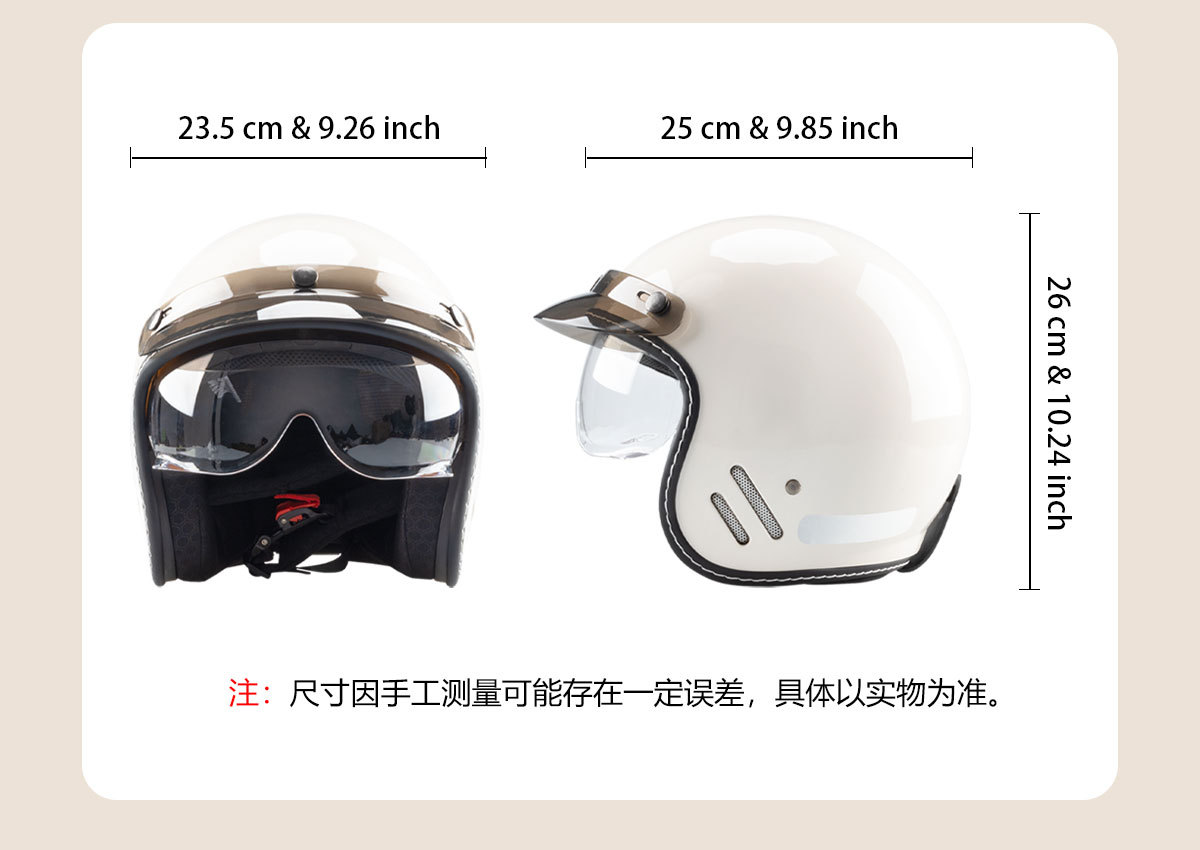 Retro Motorcycle Helmet for Electric Scooters, 4/3 Helmet for Men and Women, Riding Safety Helmet for Motorbikes, Lightweight Electric Bike Helmet