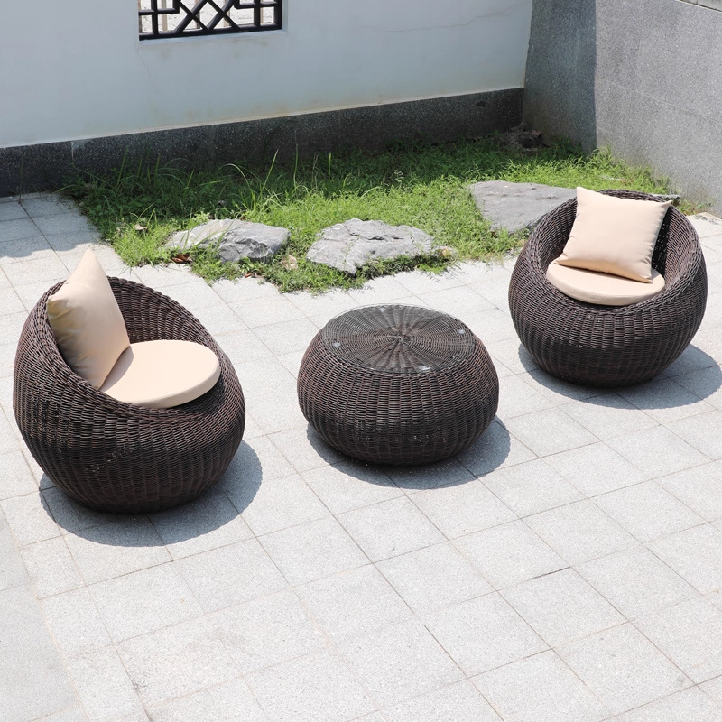 Balcón al aire libre sofá tela de caña mesa de té combinación de caña ocio al aire libre patio silla de caña jardín al aire libre muebles tejidos