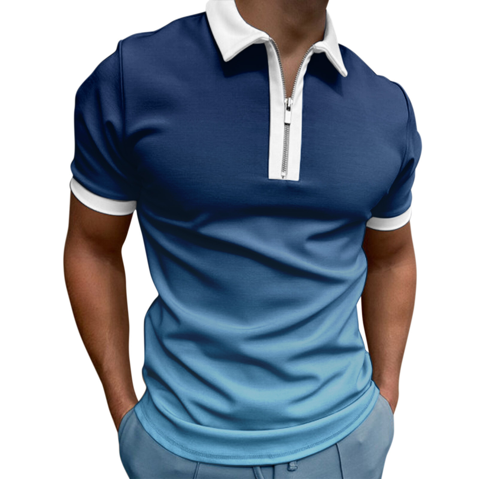 Camiseta Polo de Manga Corta con Cierre y Estampado 3D Informal para Hombre, Nueva Colección de Primavera para Exportación