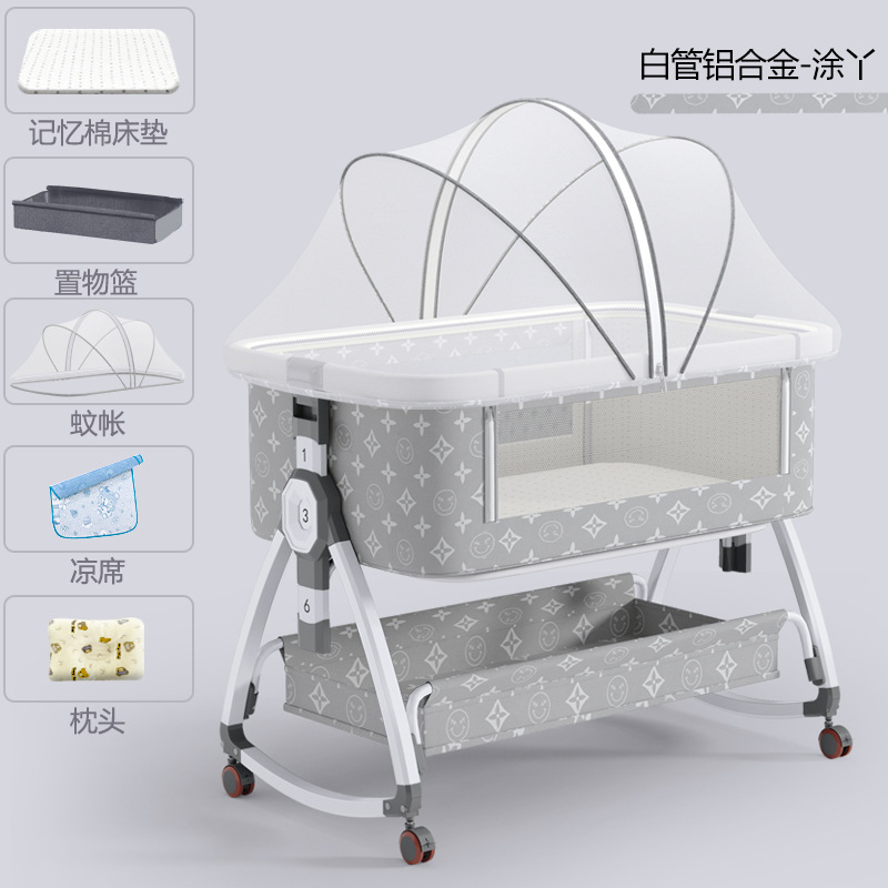 Cama de bebé de aleación de aluminio cama de costura cama multifuncional móvil plegable cama infantil bebé recién nacido cama cuna cama