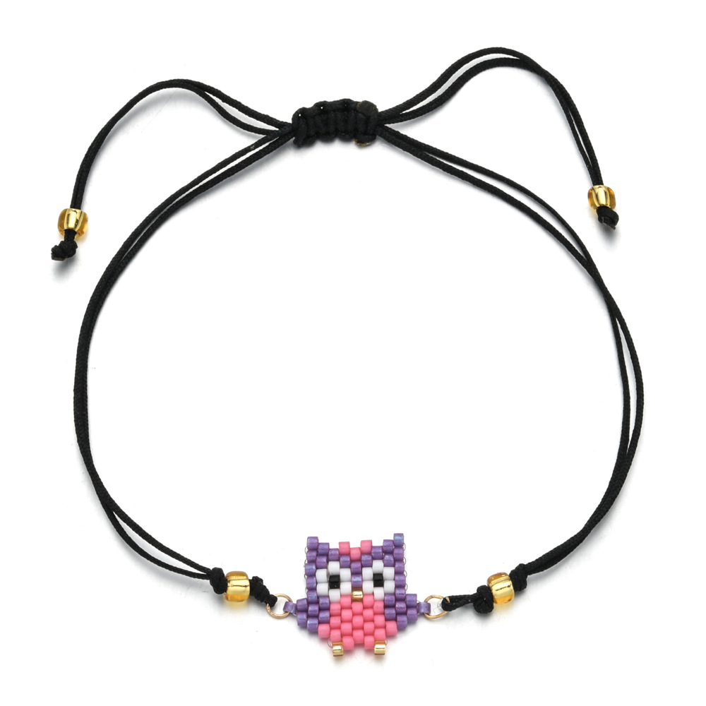 Daily Occasion Glass Material Cute Owl Glass Cord String String Bracelets Wholesale
