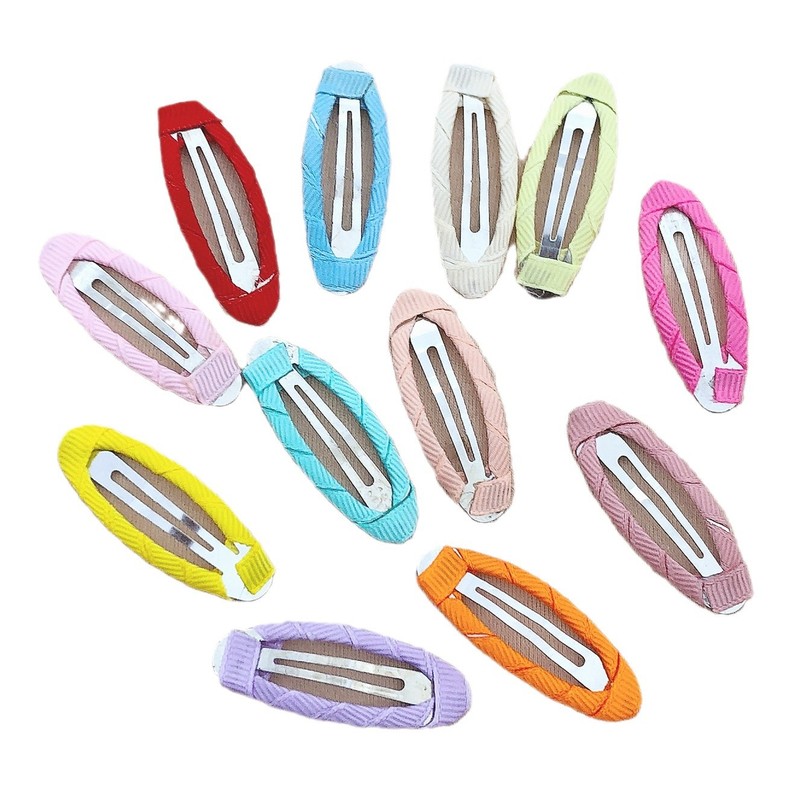 1.8*5センチヘアクリップ半包布楕円シンプルカラー子供髪飾り材料DIYアクセサリーbbクリップ部品|undefined