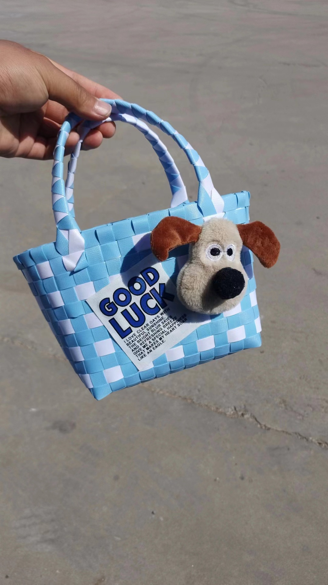 Pequeño Libro Rojo frito calle cesta de verduras bolso tejido color tejido cesta de verduras bolsa portátil cesta de dibujos animados DIY regalo