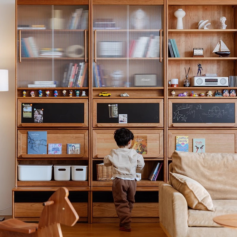 春藤书柜樱桃木去客厅化组合卡座书柜一体整墙书房实木收纳储物柜 4