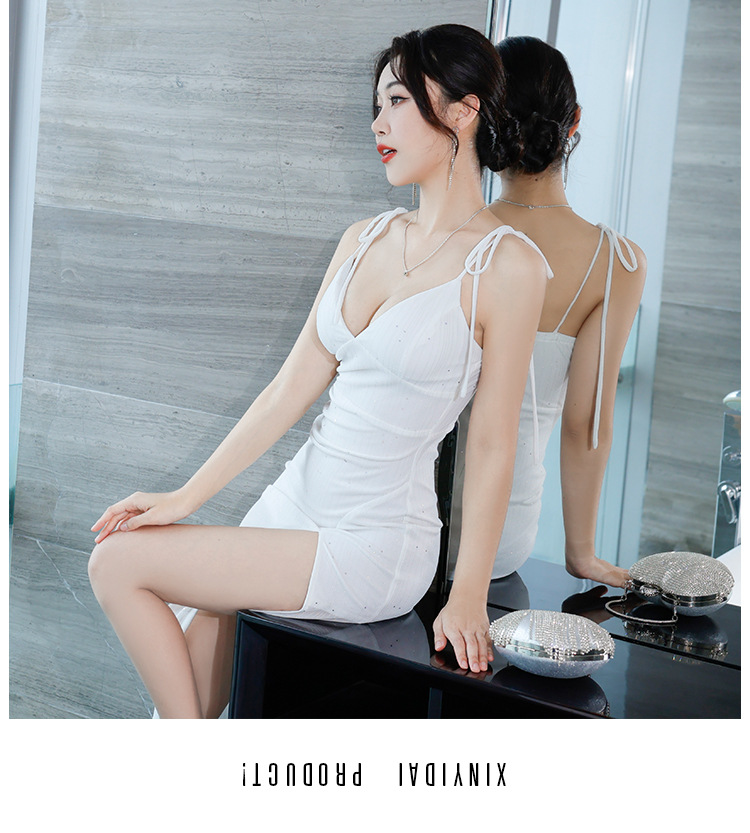 Women's Clothing Sexy lace see through long dress, slim and thin low cut suspender skirt, nightclub celebrity temperament hip dress_voghion.com