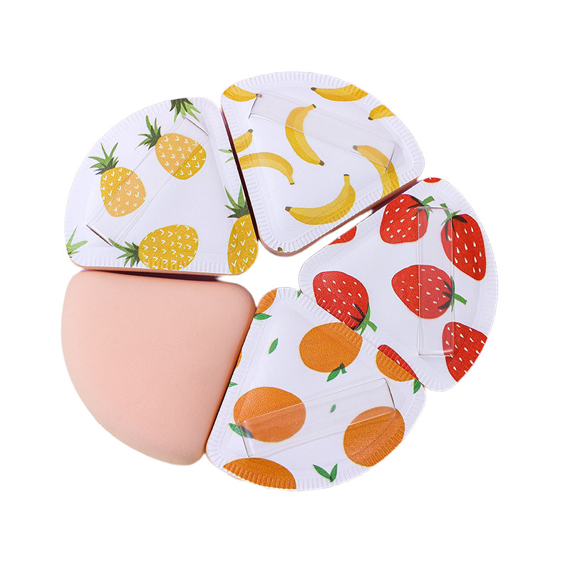 Fábrica personalizada serie de frutas soplo de algodón de azúcar no come polvo triángulo de maquillaje esponja cojín de aire herramientas de belleza al por mayor