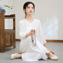 中国风禅舞服两件套夏新款棉麻禅意打坐练功服太极服国风茶服套装