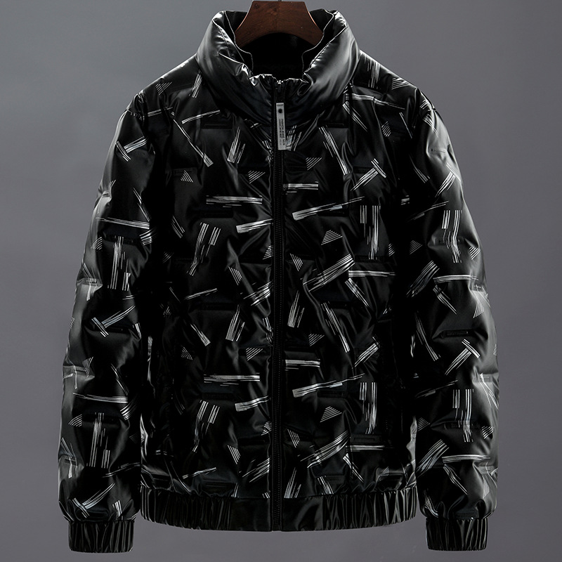 Men's glossy short light and thin winter down jacket