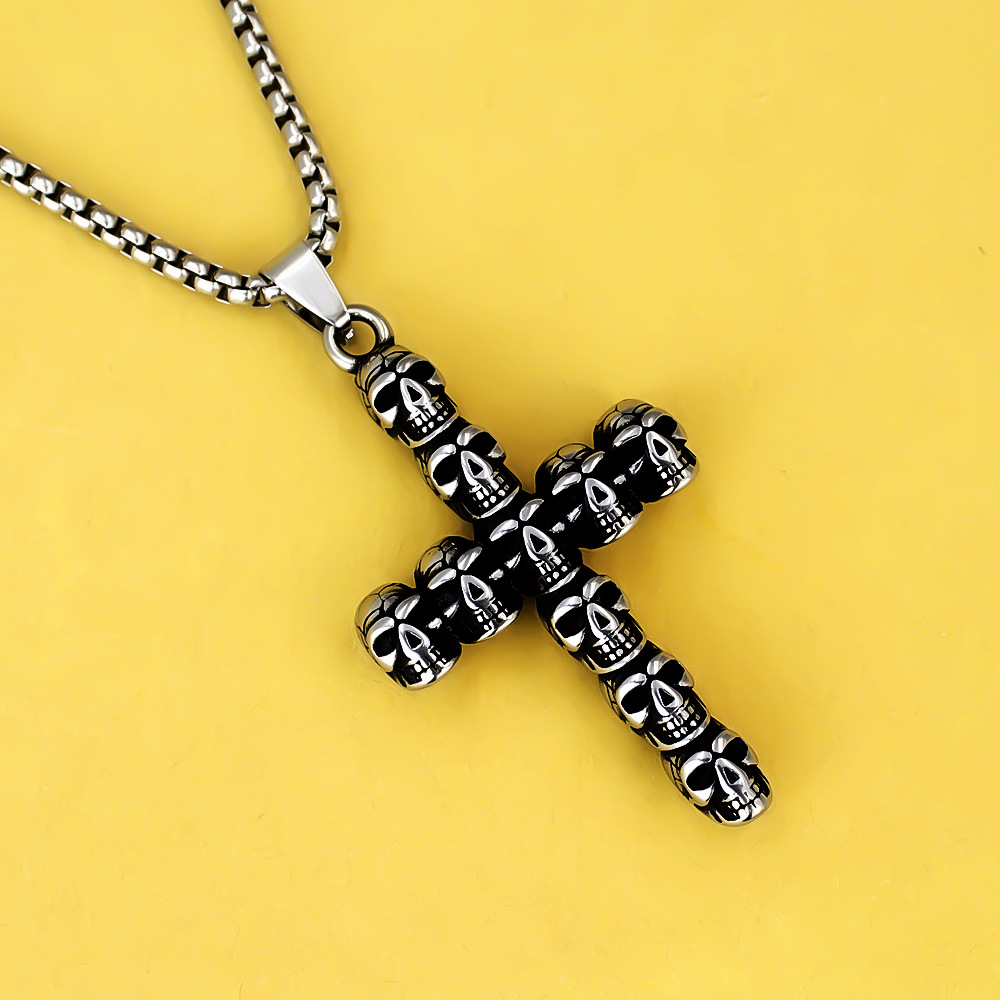 Stainless Steel Skull Anchor Pendant Necklace For Men And Women_voghion.com