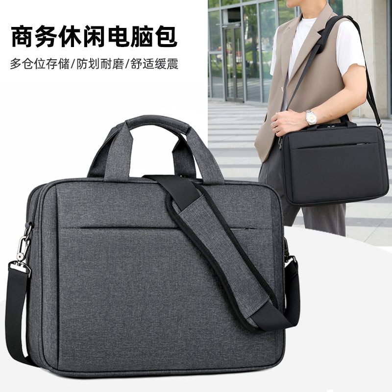 Bolso de computadora transfronterizo de doble capa de 15,6 pulgadas maletín de gran capacidad bolsa de almacenamiento de datos puede colgar tirantes bolso de viaje de negocios