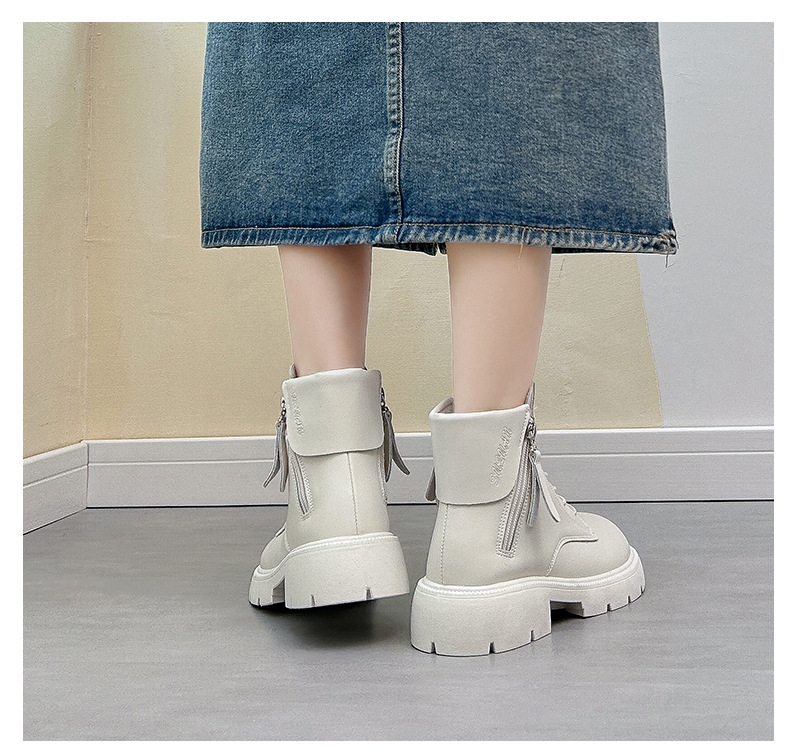 Botas cortas de suela gruesa para estudiantes, nuevas botas de moto elevadas de color rojo y red, estilo británico, otoño 2023_voghion.com