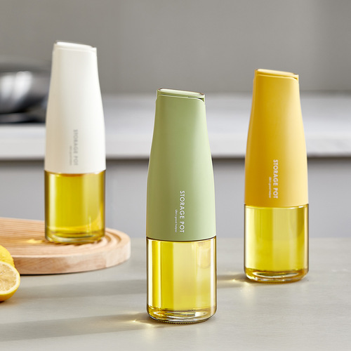Oil pot automatic opening and closing leak-proof household kitchen seasoning bottle glass oil bottle soy sauce vinegar pot gravity oil bottle does not hang oil