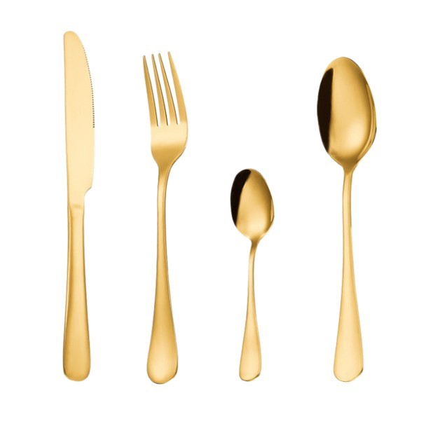 Juego de cubiertos de acero inoxidable 1010 transfronterizo, cuchillo, tenedor y cuchara, de Amazon, chapado en titanio dorado, vajilla occidental, cuchara de café, cuchillo y tenedor para carne