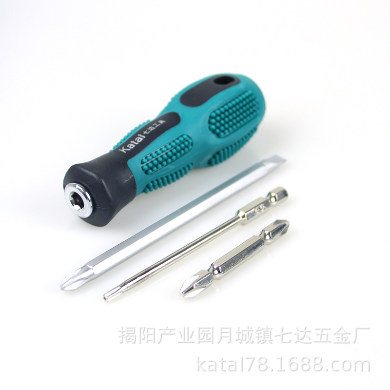 Mango de destornillador de inserción directa 1 / 4 '6.35mm cabeza de lote hexagonal intercambiable de doble cabeza de lote empaquetado con pegamento antideslizante agarre de masaje