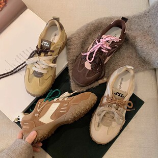 Grape Mom with Genuine Leather Thick-soled Increased Casual German Training Shoes 2024 Autumn and Winter New Vintage All-match Forrest Gump Shoes for Women