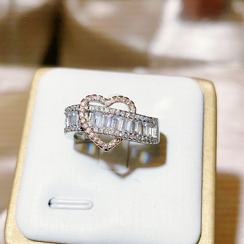 Rings Classification Wholesale Romantic Heart Shape Copper Plating Inlay Zircon Rings