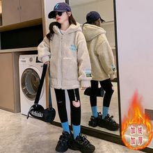 女童羊羔毛外套2025秋冬季洋气女宝宝中长款风衣加厚冬装毛呢大衣