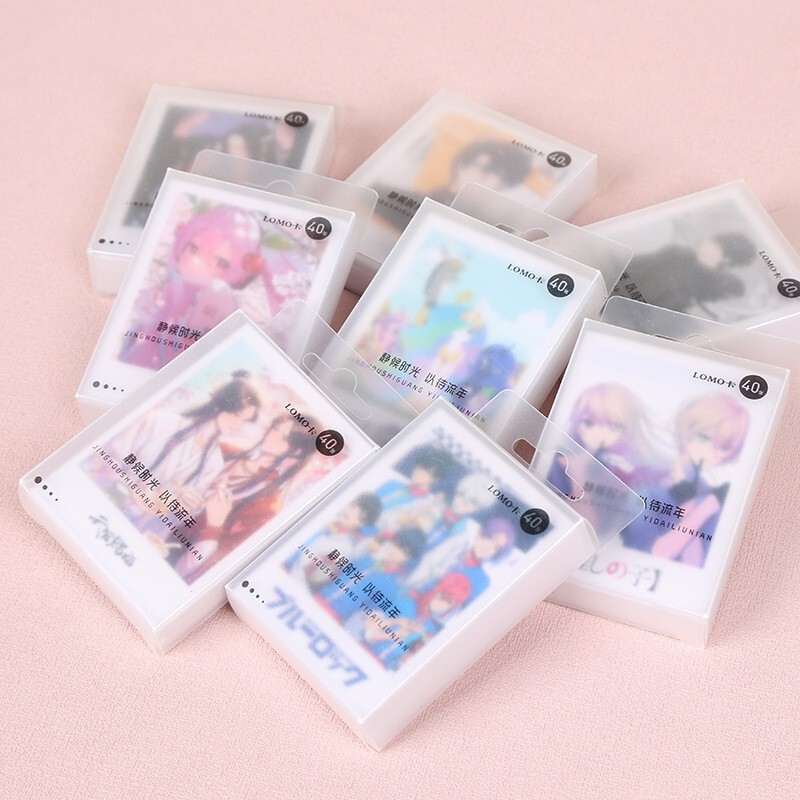 Boxed Set of 40 Lomo Cards with Various Anime and Game Designs, 3inch Small Cards in a Frosted Transparent Box Boxed Set of 40 Lomo Cards with Various Anime and Game Designs, 3inch Small Cards in a Frosted Transparent Box
