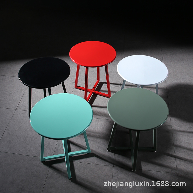 Nordic Simple Wrought Iron Round Coffee Table Bedroom Living Room Sofa Side Table Corner Table Balcony Mini Small Round Table Side Table