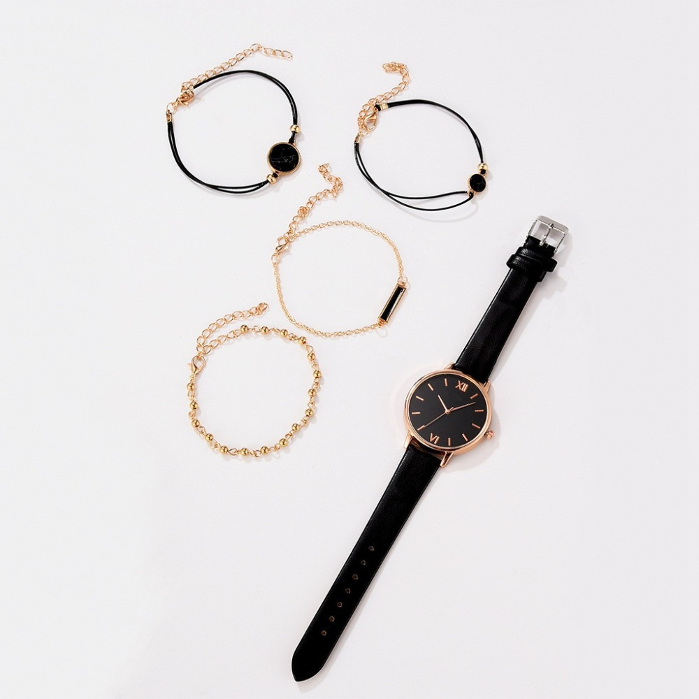 ins new minimalist watch set quartz watch trend pu strap ladies watch strap bracelet set_voghion.com