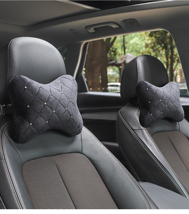 Car Headrest with Nail Embroidery, Car Neck Pillow, Car Bone Pillow, Car Seat Cushion, All-Season Car Pillow
