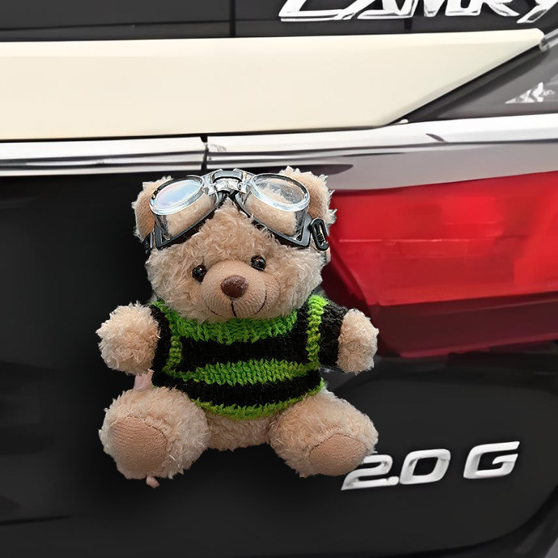 Colgante trasero de coche muñeco de oso de peluche lindo de dibujos animados decoración de maletero motocicleta decoración de bicicleta
