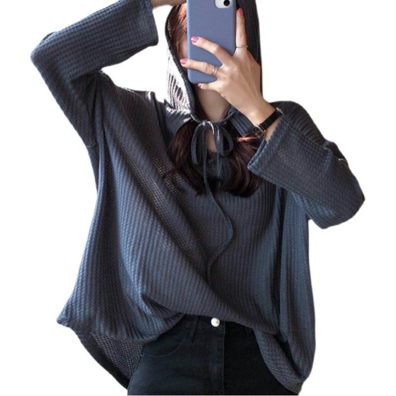 Primavera y otoño 2023 nuevo estilo coreano flojo estilo perezoso Delgado suéter con capucha suéter de moda de las mujeres ins top de manga larga image 1