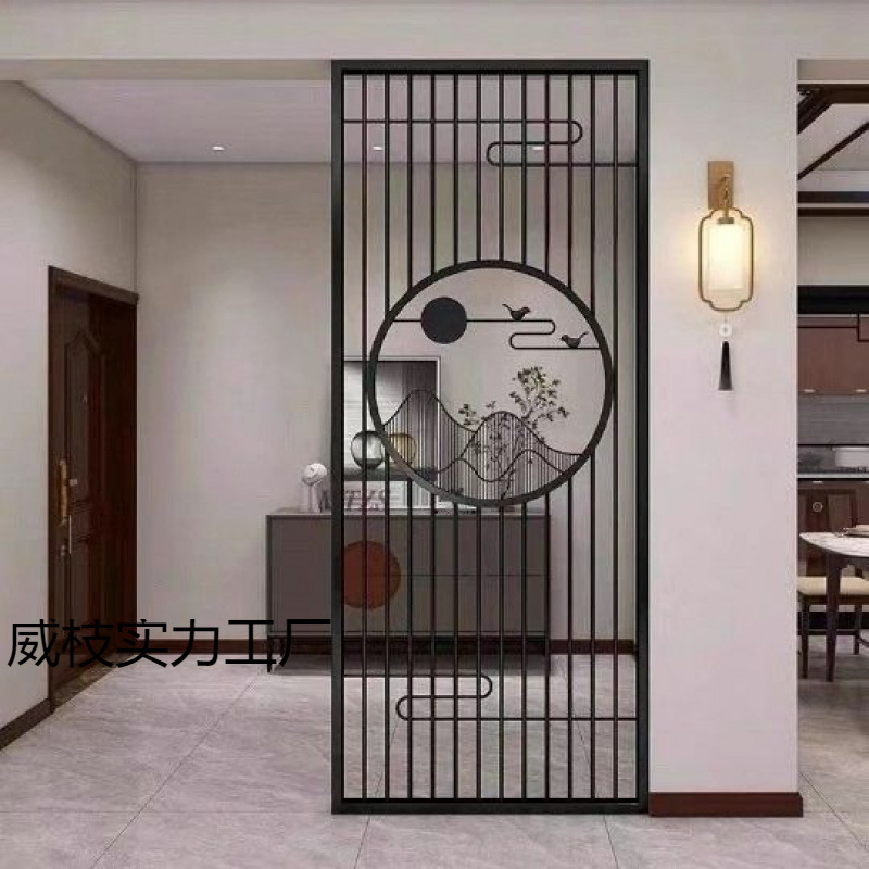 Iron Stainless Steel Screen Partition Wall Living Room Dining Room Glass Entrance Entrance Nordic Light Luxury Modern Simple Cut Out