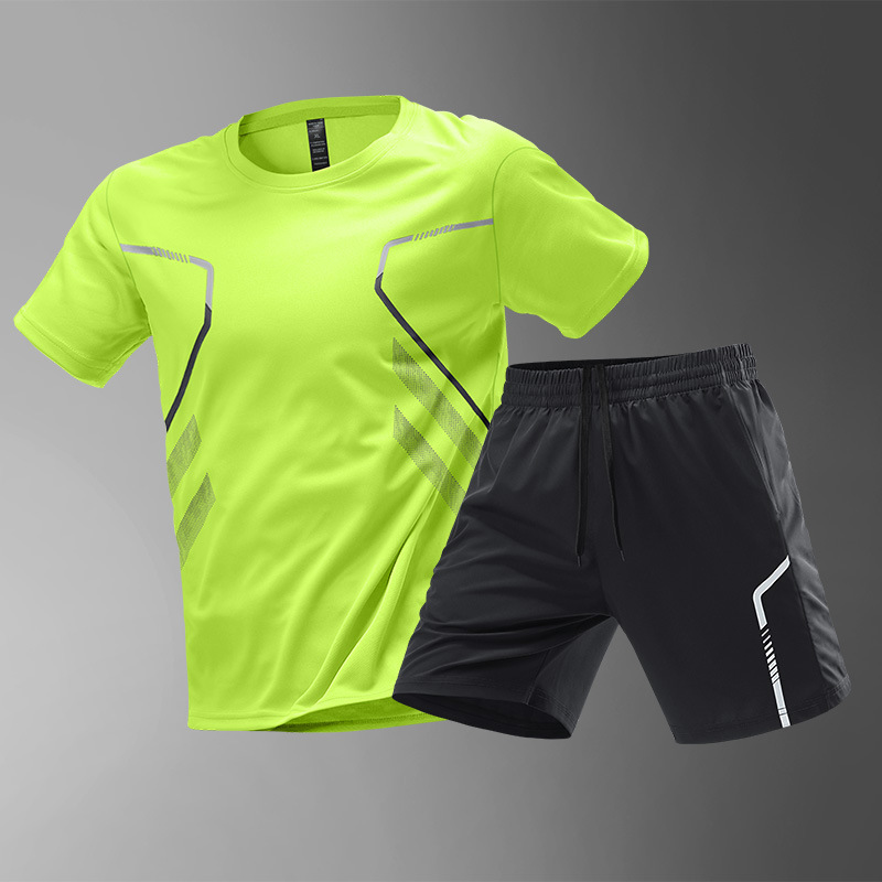 Traje de ropa deportiva de seda de hielo para hombres corriendo ropa de secado rápido camiseta pantalones cortos de manga corta ropa de entrenamiento de fútbol de fitness de verano